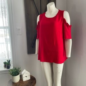 SHEIN Red Cold Shoulder Blouse